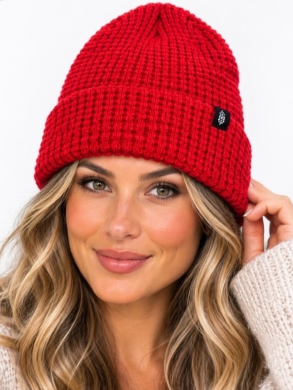 Free People Movement Waffle Knit Beanie Hat Winterberry New Women's